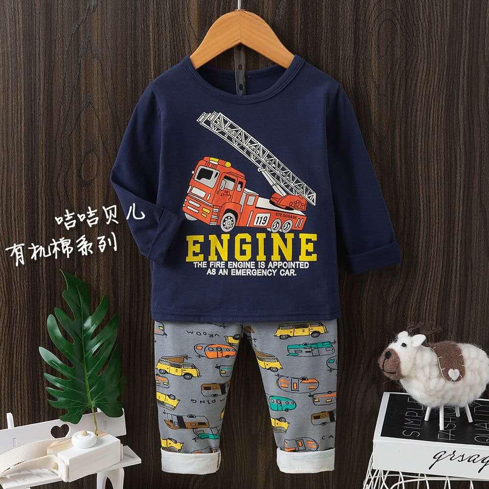 Navy Blue fire Engine Summer Kids Night Dress