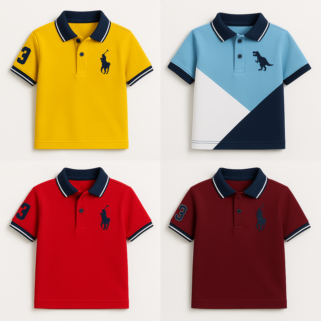 Boys' Stylish Pack of 4 Polo Shirt