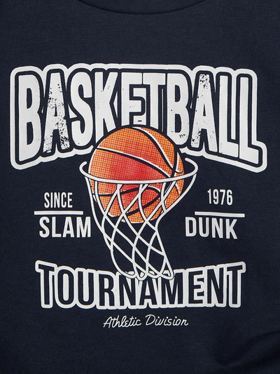 Boys "Basketball" Casual Outfit Round Neck T-shirt & Shorts Kids Summer Clothes Sets