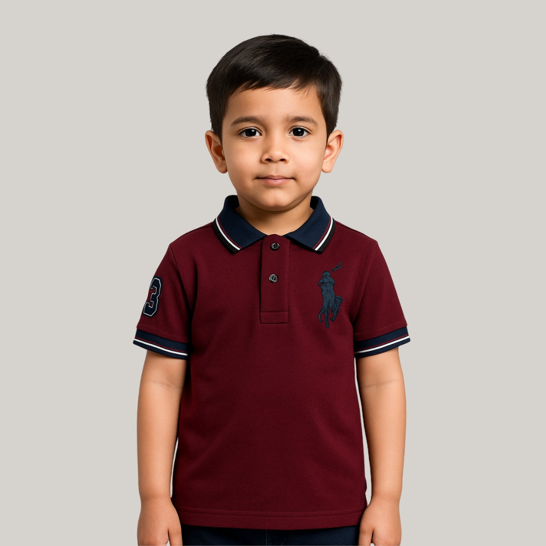 Boys' Stylish Maroon Polo Shirt