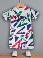 Boys "Happy Love Smile" Casual Outfit Round Neck T-shirt & Shorts Kids Summer Clothes Sets